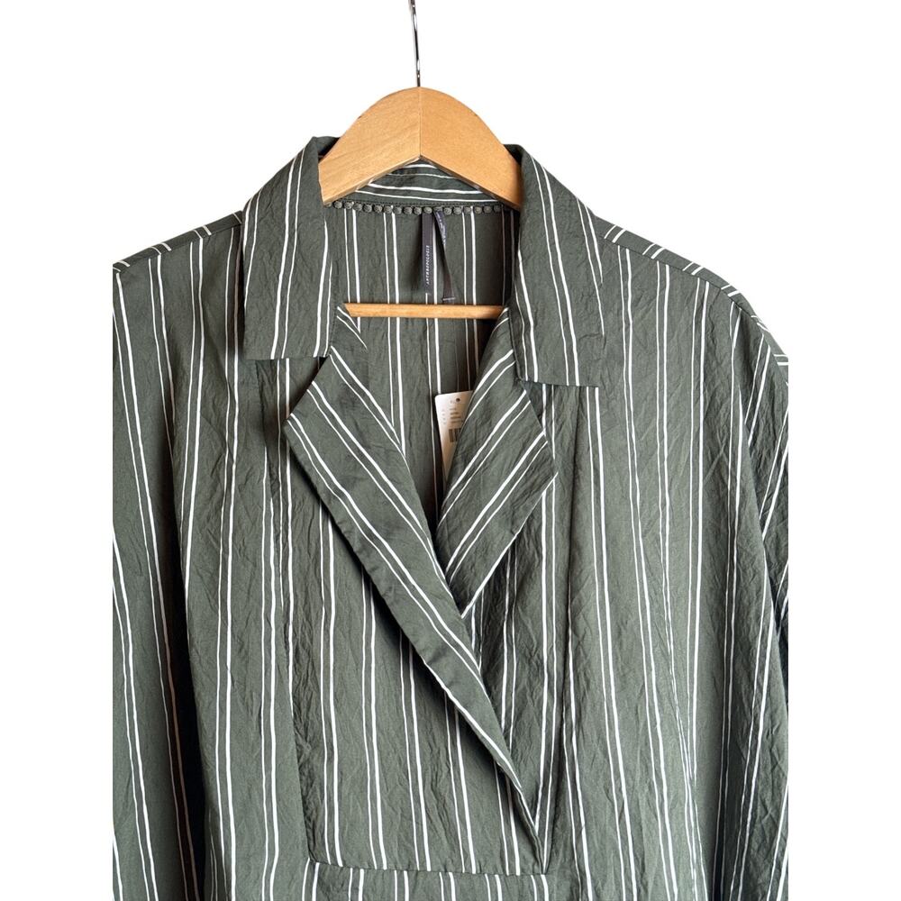 Anthropologie Dylan Green White Stripe Short Sleeve Popover Blouse Large NWT - Picture 5 of 9